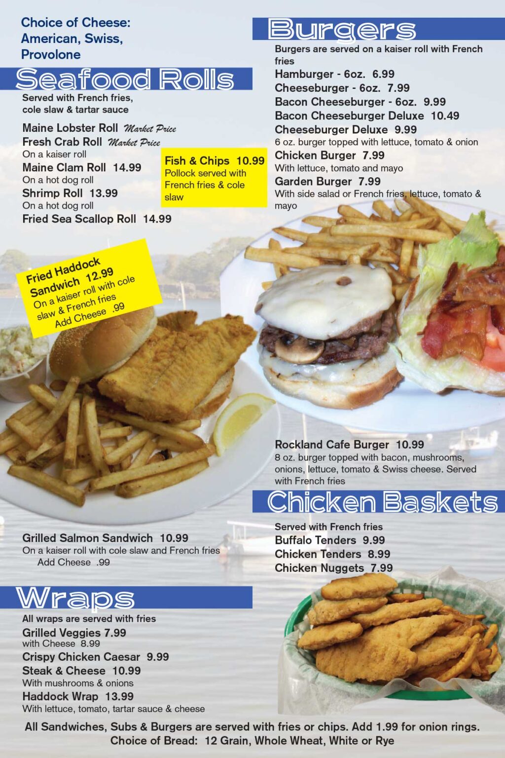 Rockland Café Menu Breakfast, Lunch, Dinner